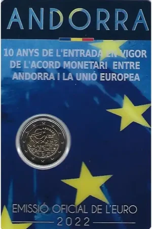 Ekspresowa dostawa 2 Euro Andorra 2022 '10 jaar overeenkomst met EU' in Blister