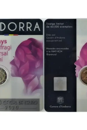 2 Euro Andorra 2020'50 jaar vrouwenkiesrecht' in blister Niska cena