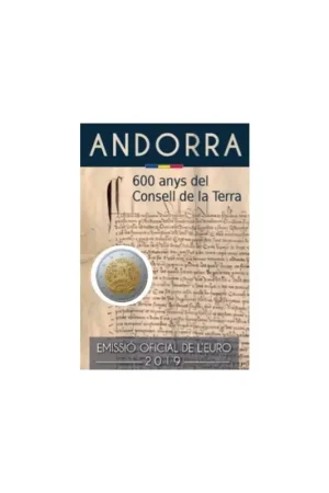 Tani 2 Euro Andorra 2019 Unc 600 jr. Consell de la Terra in blister