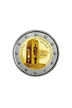 Autentyczny 2 Euro Andorra 2018 25 jaar Constitutie Unc