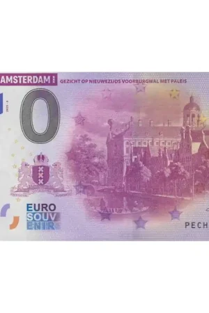 Popularny 0 Euro biljet Nederland 2025 '750 Jr. Amsterdam-Gezicht op Nieuwezijdsburgwal met paleis' Unc