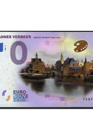 Premium 0 Euro biljet Nederland 2021- 'Johannes Vermeer, Gezicht op Delft' Gekleurd