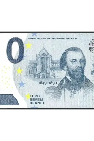 0 Euro biljet Nederland 'Nederlandse vorsten-Koning Willem III' Unc Autentyczny