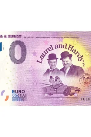 0 Euro biljet Malta 2024'Laurel en Hardy-Racecar' Unc Autentyczny