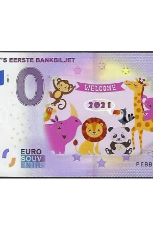 Niska cena 0 Euro biljet Nederland 2021 - Baby's eerste bankbiljet 2021 Meisje Gekleurd
