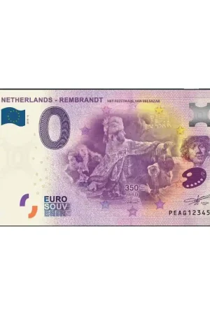 0 Euro biljet Nederland 2019 - Rembrandt Het Feestmaal van Belsazar Wysoka jakość