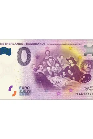 0 Euro biljet Nederland 2019 - Rembrandt De Anatomische les van Dr. Nicolaes Tulp Wyprzedaż