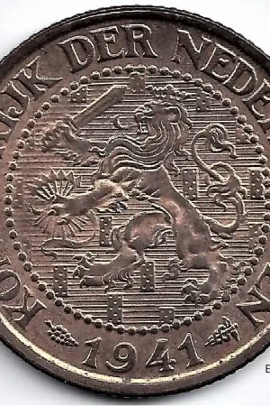 Nederland 1941 2½ Cent Wilhelmina Unc Oryginalny