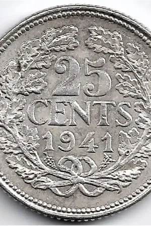 Nederland 1941 25 Cent Wilhelmina UNC Nowość