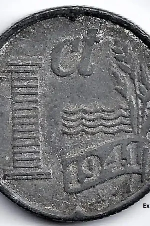 Nederland 1941 1 Cent, zink, Wilhelmina ZF Bezpieczna płatność