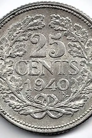 Nederland 1940 25 Cent Wilhelmina P Wyprzedaż