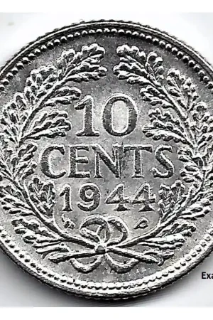 Nederland 1944 E + P10 CentWilhelmina UNC- Oryginalny