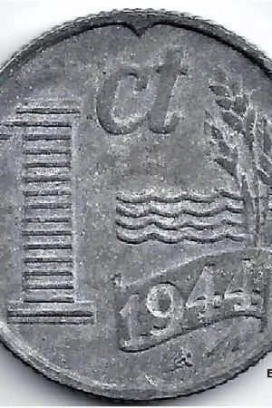 Nederland 1944 1 Cent, zink, Wilhelmina ZF Najlepsza cena