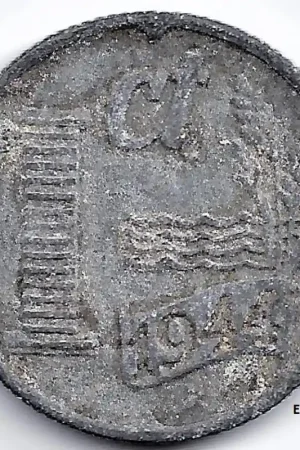 Autentyczny Nederland 1944 1 Cent, zink, Wilhelmina F