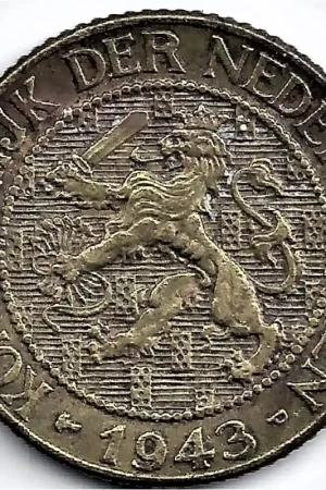 Najlepsza cena Nederland 1943P1 Cent Wilhelmina ZF