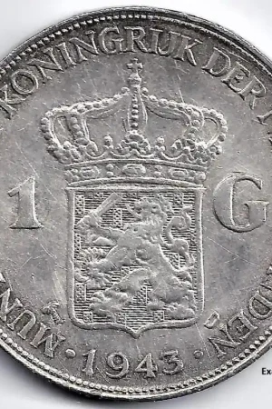 Nederland 1943D 1 Gulden Wilhelmina P Oryginalny