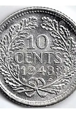 Nederland 1943 E + P 10 Cent Wilhelmina UNC met stempelbarst Tani