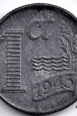 Nederland 1943 1 Cent, zink, Wilhelmina P- Premium