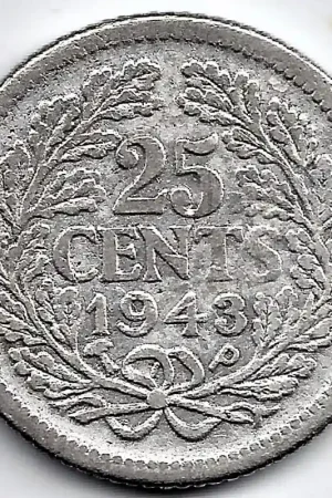 Popularny Nederland 1943 (P+P) 25 Cent Wilhelmina F