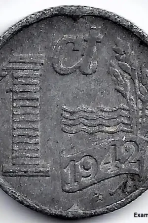 Tani Nederland 1942 1 Cent, zink, Wilhelmina P-