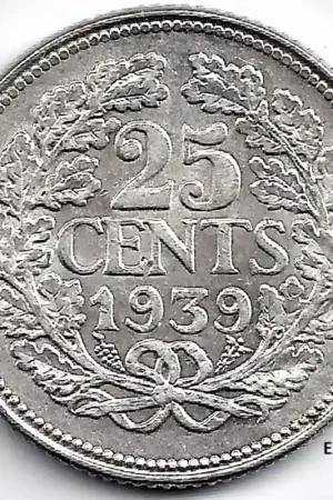 Nederland 1939 25 Cent Wilhelmina P- Wyprzedaż