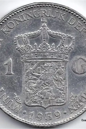 Nederland 1939 1 Gulden Wilhelmina P+ Darmowa dostawa