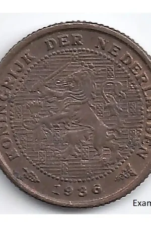 Nederland 1936 ½ Cent Wilhelmina -Unc Oryginalny
