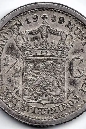 Tylko dziś Nederland 1919 ½ GuldenWilhelmina ZF+