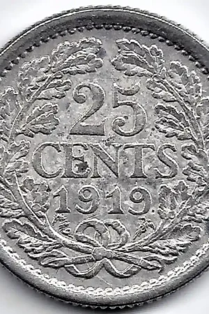 Niska cena Nederland 1919 25 Cent Wilhelmina ZF