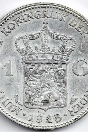 Nederland 1928 1 Gulden Wilhelmina ZF+ Rabat