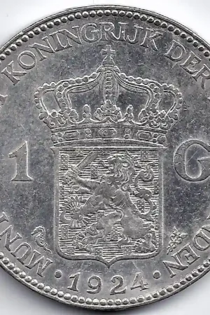 Najlepsza cena Nederland 1924 1 Gulden Wilhelmina ZF+