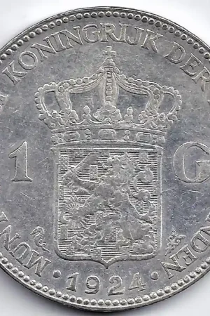 Najlepsza cena Nederland 1924 1 Gulden Wilhelmina ZF