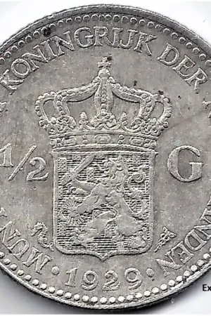 Nederland 1929a ½ Gulden Wilhelmina P Premium