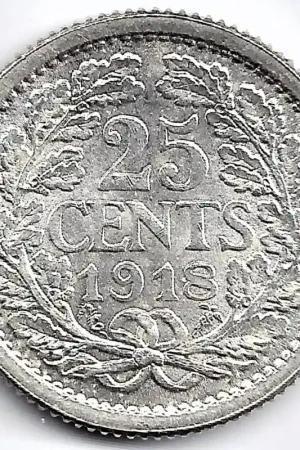 Nederland 1918 25 Cent Wilhelmina UNC- Rabat