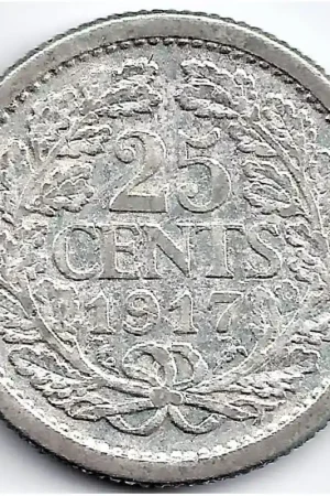 Ekspresowa dostawa Nederland 1917 25 Cent Wilhelmina F+
