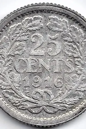 Rabat Nederland 1916 25 Cent Wilhelmina ZG+