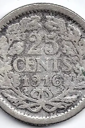 Niska cena Nederland 1916 25 Cent Wilhelmina F+