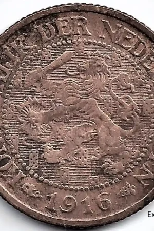 Nederland 1916 1 Cent Wilhelmina ZF+ (lange 6) Ostatnia szansa