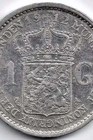 Autentyczny Nederland 1912 1 Gulden Wilhelmina P-
