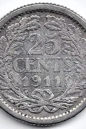 Tylko dziś Nederland 1911 25 Cent Wilhelmina ZF-