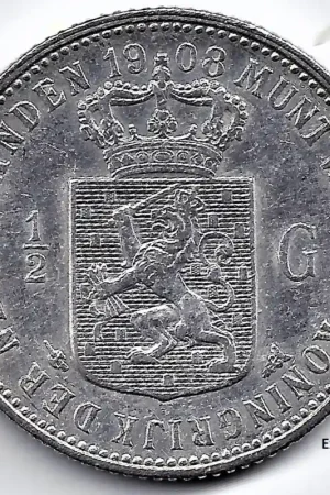 Ostatnia szansa Nederland 1908 ½ Gulden Wilhelmina ZF-