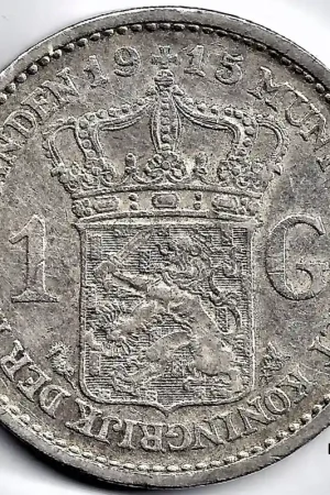 Nederland 1915 1 Gulden Wilhelmina ZF Autentyczny