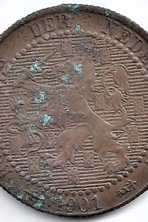 Nederland 1901a 1 Cent Wilhelmina ZF 'Koningrijk'(oxydatie vlekken) Promocja