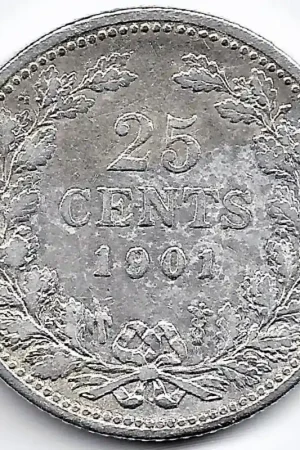 Nederland 1901 25 Cent Wilhelmina ZF- (smalle hals) Najlepsza cena