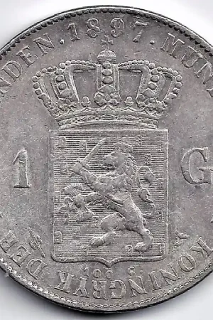 Premium Nederland 1897 1 Gulden Wilhelmina ZF+