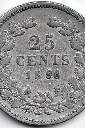 Nederland 1896 25 CentWilhelmina ZF- Darmowa dostawa