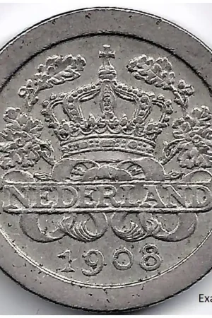 Wysoka jakość Nederland 1908 5 Cent Wilhelmina ZF+