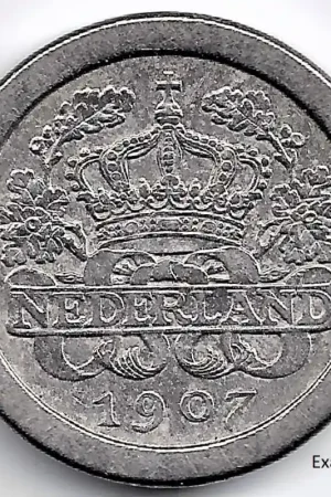 Najlepsza cena Nederland 1907 5 Cent Wilhelmina ZF+