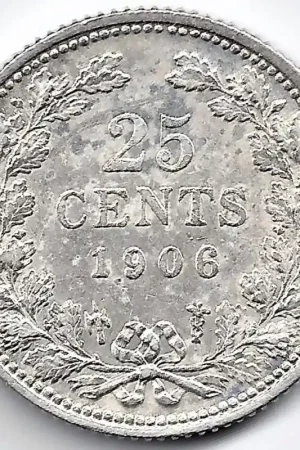 Nederland 1906 25 Cent Wilhelmina P Autentyczny
