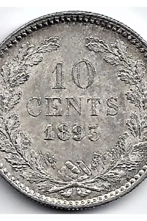 Autentyczny Nederland 1893 10 Cent Wilhelmina P+